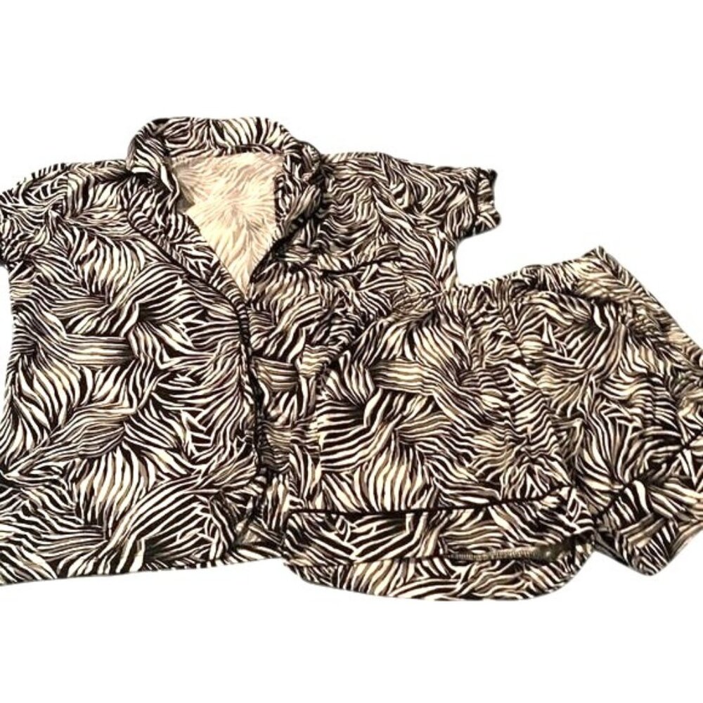 Studio Badger Mischka Zebra Print Pajama Set Wome… - image 1
